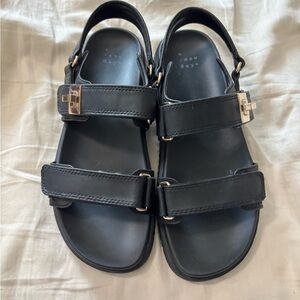 Black Sandals with Buckle Detail